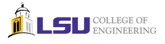 LSU College of Engineering logo with purple “LSU,” gray text, and tower icon.