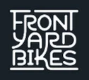 Front Yard Bikes logo--white stylized text on dark background, stacked geometric design.