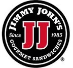Jimmy John’s logo--black circle, red “JJ,” white text “Gourmet Sandwiches” & “Since 1983.”