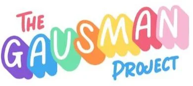 Colorful bubble letters spelling “The Gausman Project” on a light background.