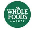 Green circular “Whole Foods Market” logo with white text and leaf in the letter “O”.
